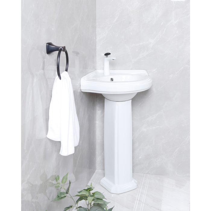 Kingston Heirloom VPB2210 - Pilaster 22-Inch Ceramic Pedestal Sink (Single Hole), Glossy White