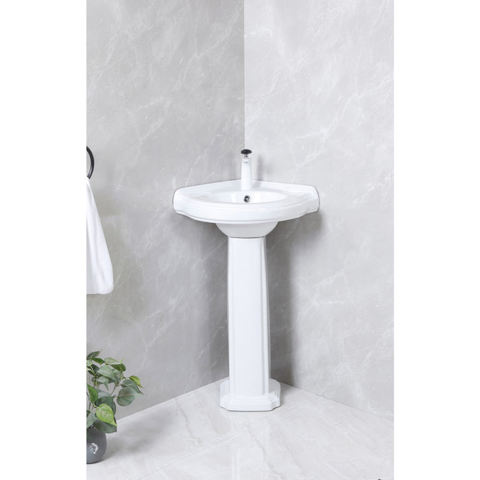 Kingston Heirloom VPB2210 - Pilaster 22-Inch Ceramic Pedestal Sink (Single Hole), Glossy White
