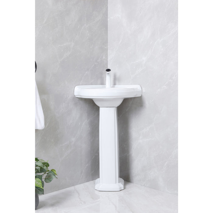 Kingston Heirloom VPB2210 - Pilaster 22-Inch Ceramic Pedestal Sink (Single Hole), Glossy White