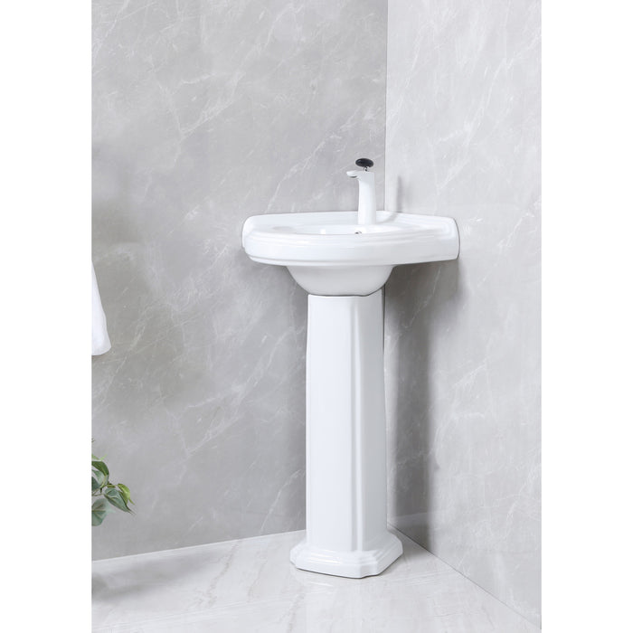 Kingston Heirloom VPB2210 - Pilaster 22-Inch Ceramic Pedestal Sink (Single Hole), Glossy White