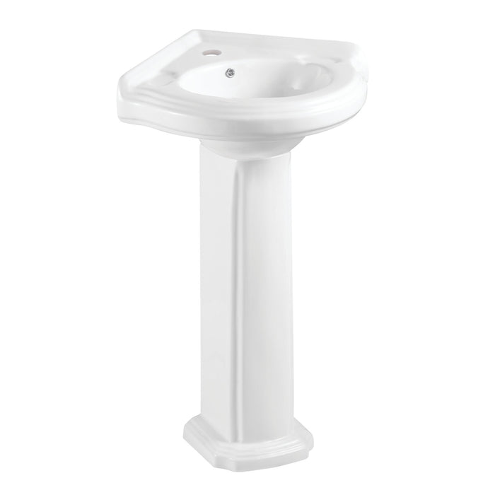 Kingston Heirloom VPB2210 - Pilaster 22-Inch Ceramic Pedestal Sink (Single Hole), Glossy White