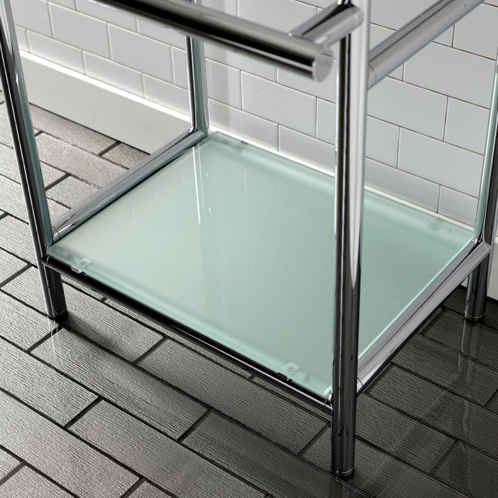 Kingston Sona VPB2216301 - Fauceture Stainless Steel Console Sink Base with Glass Shelf, Frosted Glass/Polished Chrome