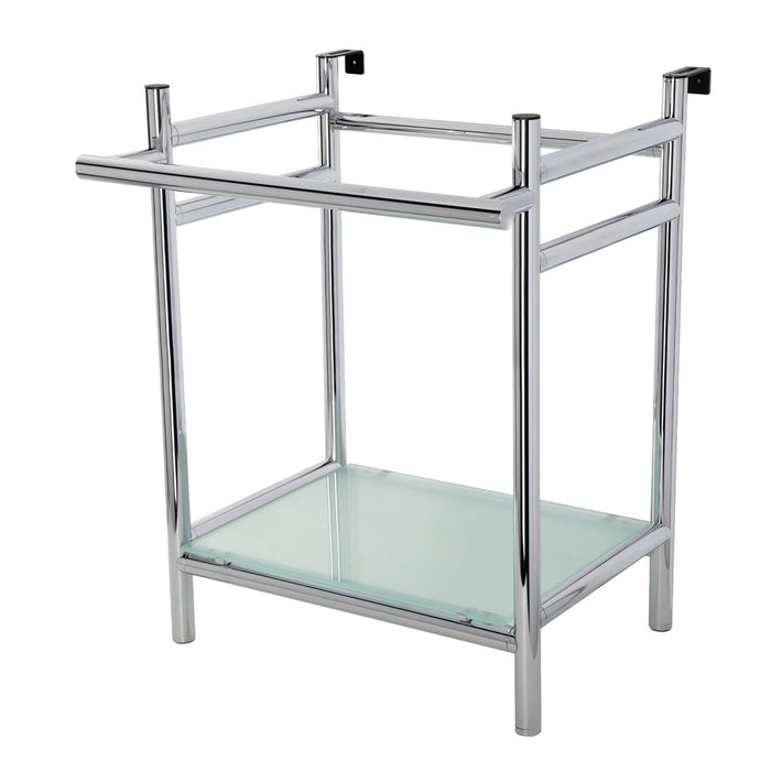 Kingston Sona VPB2216301 - Fauceture Stainless Steel Console Sink Base with Glass Shelf, Frosted Glass/Polished Chrome