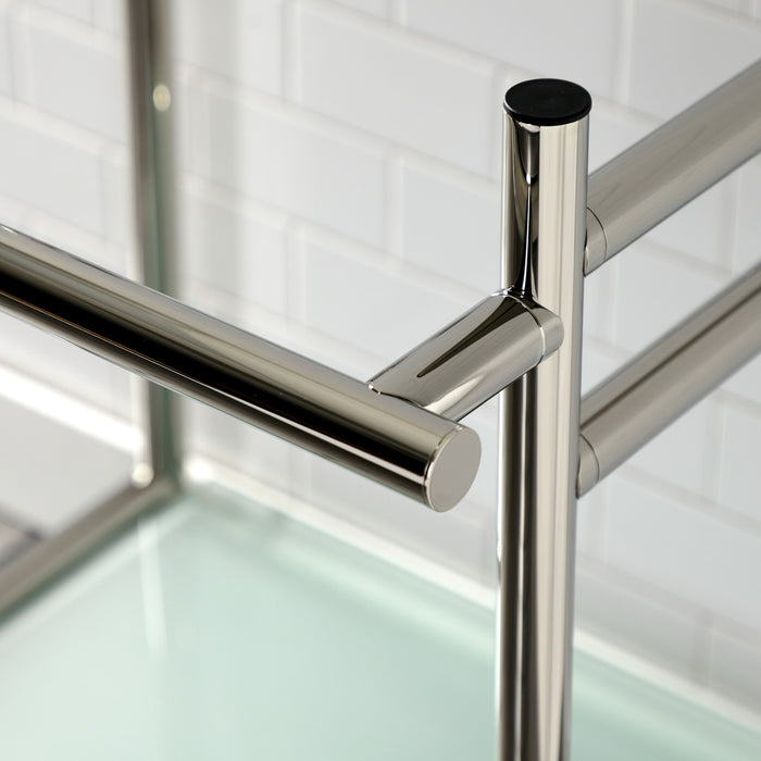 Kingston Sona VPB2216306 - Fauceture Stainless Steel Console Sink Base with Glass Shelf, Frosted Glass/Polished Nickel