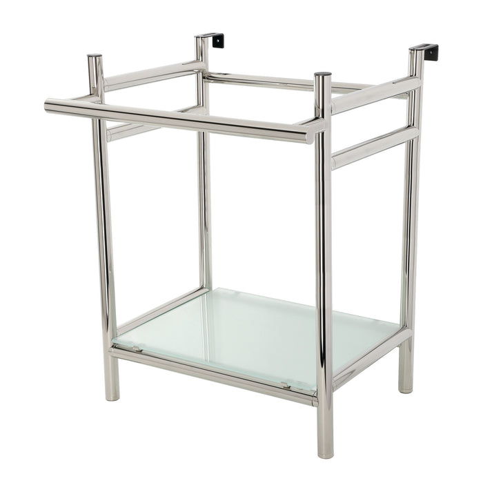 Kingston Sona VPB2216306 - Fauceture Stainless Steel Console Sink Base with Glass Shelf, Frosted Glass/Polished Nickel