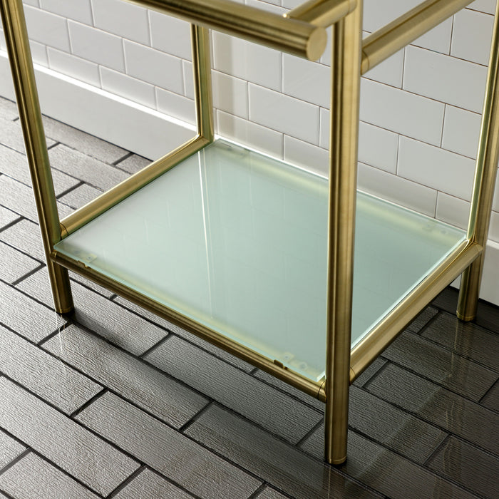 Kingston Sona VPB2216307 - Fauceture Stainless Steel Console Sink Base with Glass Shelf, Frosted Glass/Brushed Brass