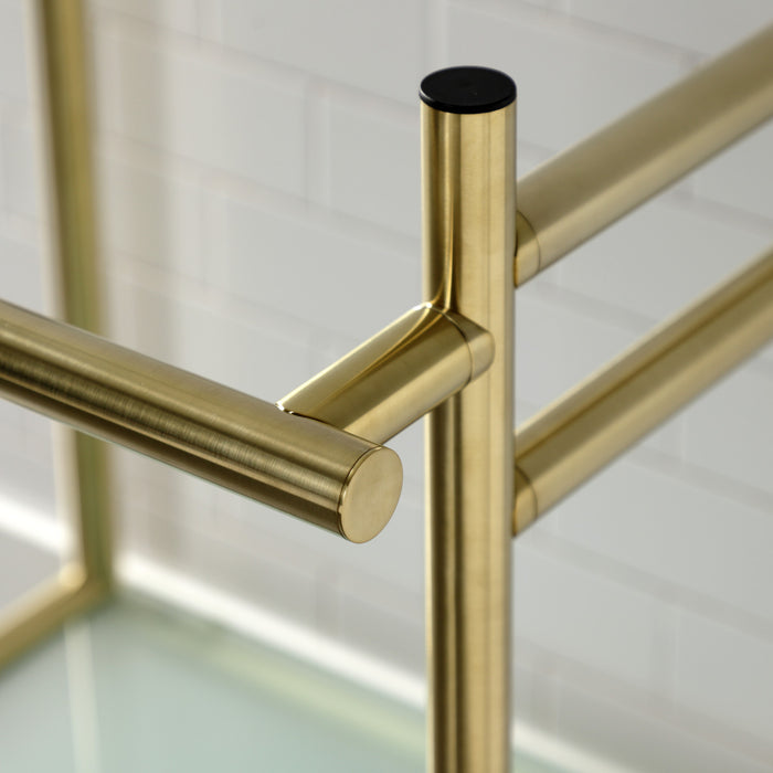 Kingston Sona VPB2216307 - Fauceture Stainless Steel Console Sink Base with Glass Shelf, Frosted Glass/Brushed Brass
