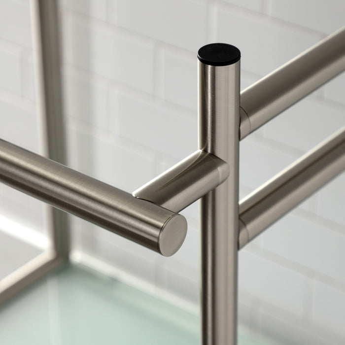 Kingston Sona VPB2216308 - Fauceture Stainless Steel Console Sink Base with Glass Shelf, Frosted Glass/Brushed Nickel