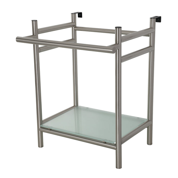 Kingston Sona VPB2216308 - Fauceture Stainless Steel Console Sink Base with Glass Shelf, Frosted Glass/Brushed Nickel