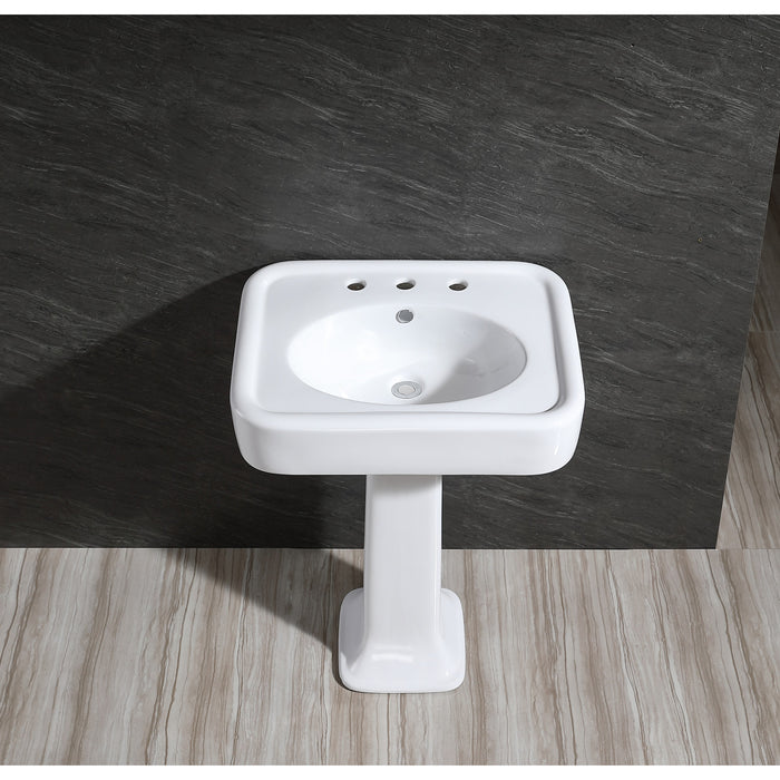 Kingston Heirloom VPB2268B - Robert 26-Inch Ceramic Console Sink Top (8-Inch, 3-Hole), White