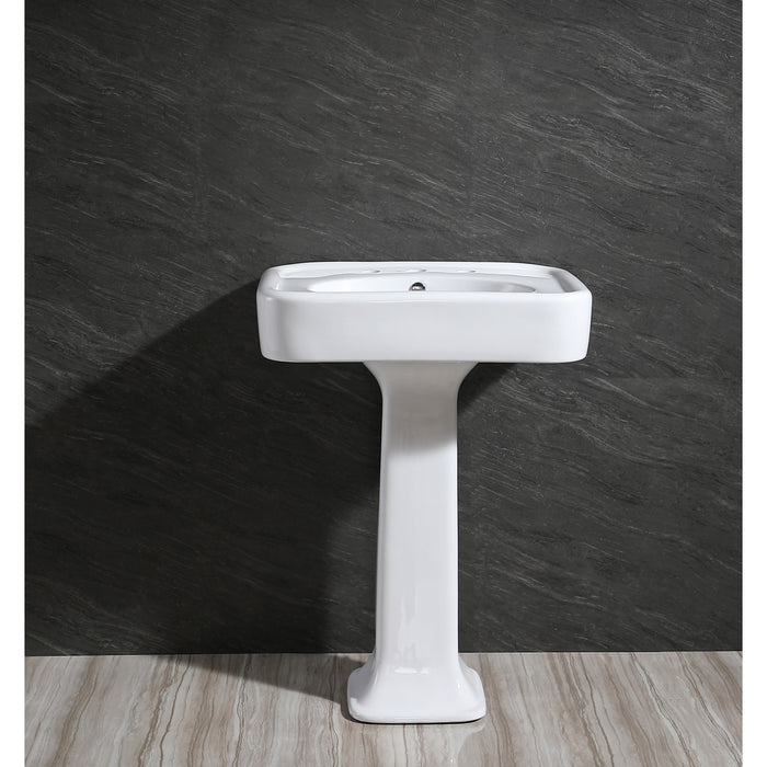 Kingston Heirloom VPB2268B - Robert 26-Inch Ceramic Console Sink Top (8-Inch, 3-Hole), White