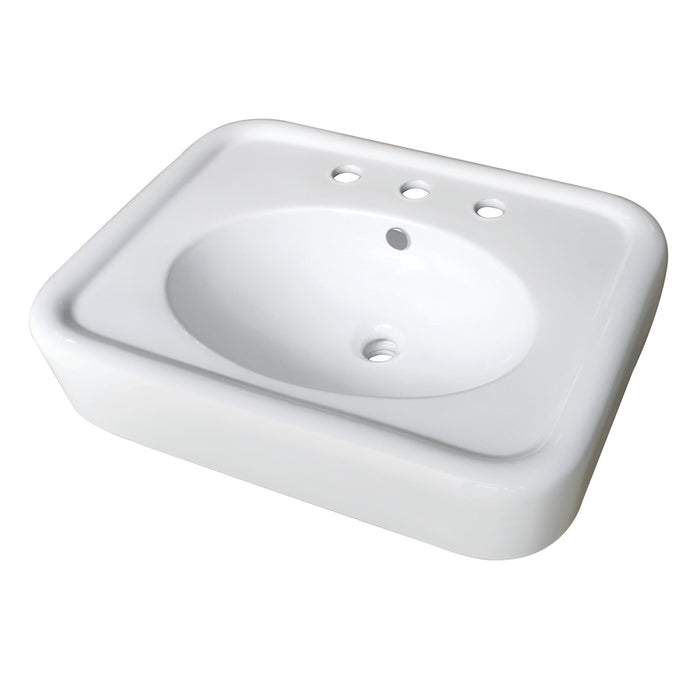 Kingston Heirloom VPB2268B - Robert 26-Inch Ceramic Console Sink Top (8-Inch, 3-Hole), White