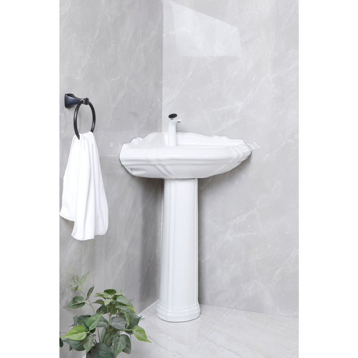 Kingston Heirloom VPB2710 - Venus 27-Inch Ceramic Corner Pedestal Sink (Single Hole), Glossy White