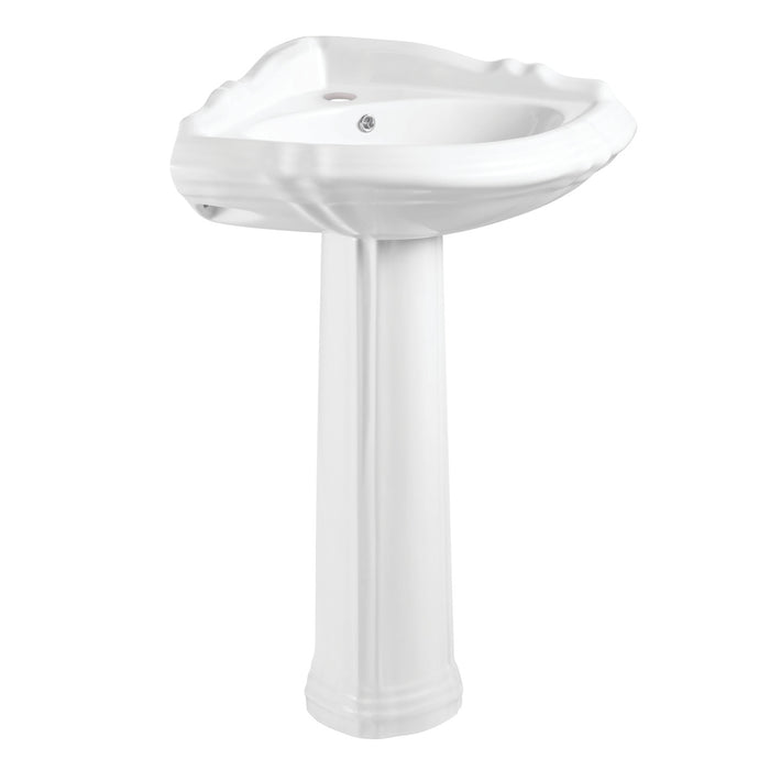 Kingston Heirloom VPB2710 - Venus 27-Inch Ceramic Corner Pedestal Sink (Single Hole), Glossy White