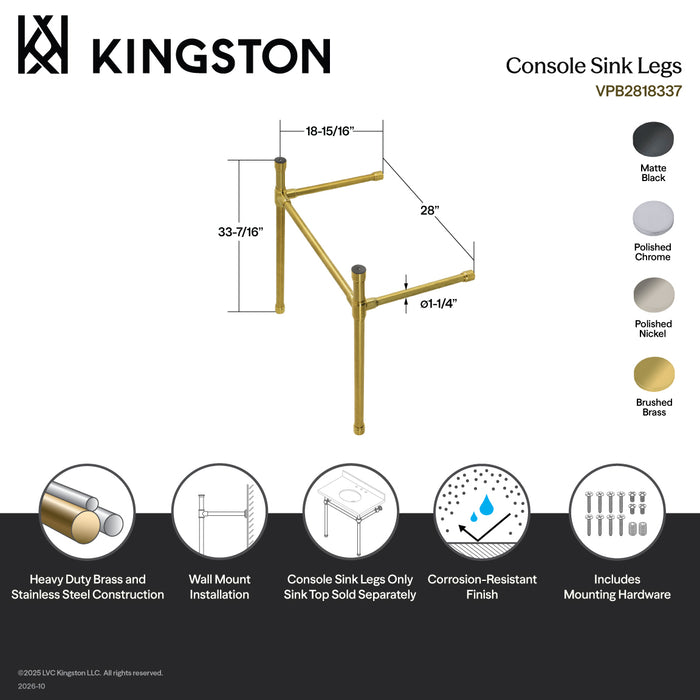 Kingston Tulare VPB2818336 - Dreyfuss Stainless Steel Console Sink Legs, Polished Nickel