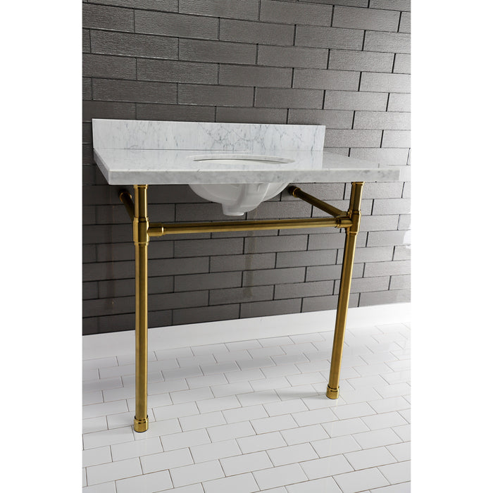 Kingston Tulare VPB2818337 - Dreyfuss Stainless Steel Console Sink Legs, Brushed Brass