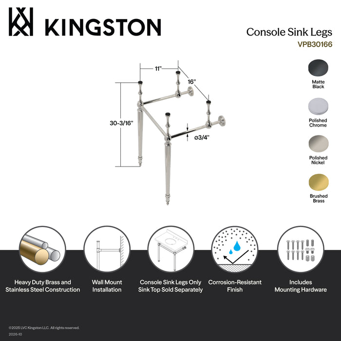 Kingston Heirloom VPB30161 - Edwardian Brass Console Sink Legs, Polished Chrome