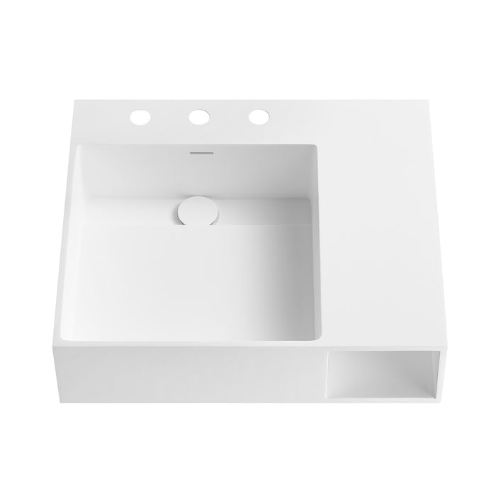 Kingston Sona VPB3248SQA - Aurelius 24-Inch Wall Mount Console Sink (8-Inch, 3-Hole), Matte White