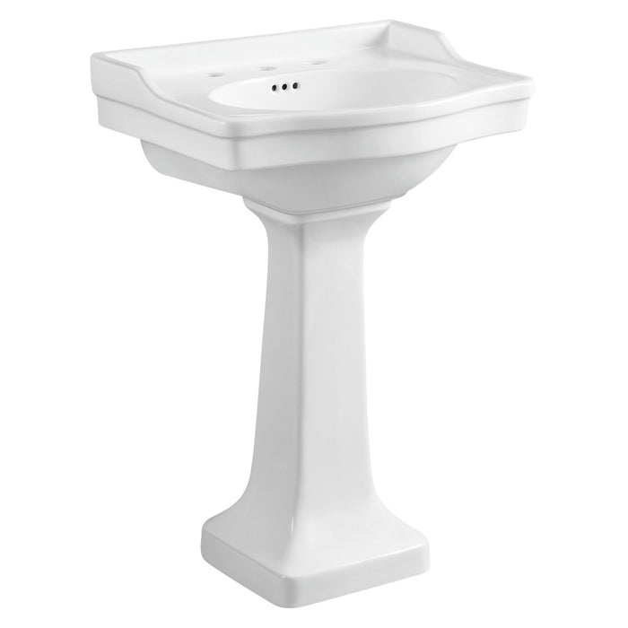 Kingston Heirloom VPB3248 - Imperial 24-3/16 Inch Wall Mount Pedestal Sink (8-Inch, 3-Hole), White