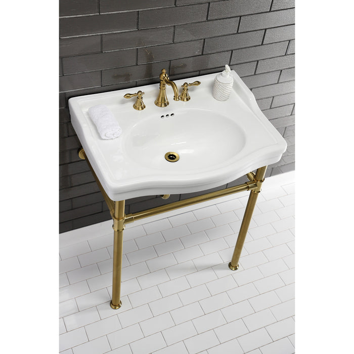 Kingston Tulare VPB33087 - Fauceture Stainless Steel Console Sink Legs, Brushed Brass