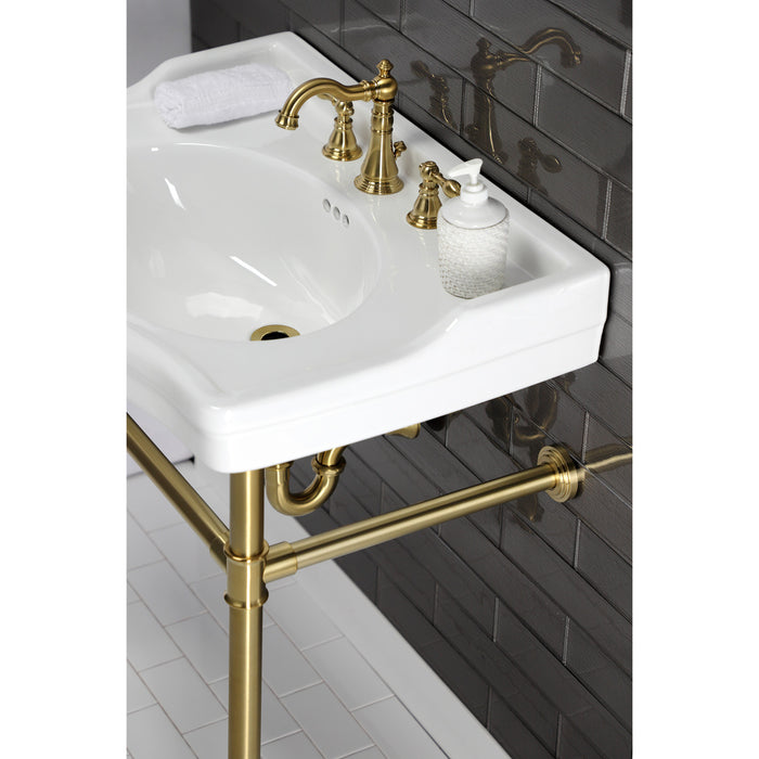 Kingston Tulare VPB33087 - Fauceture Stainless Steel Console Sink Legs, Brushed Brass