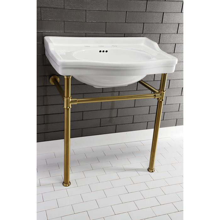 Kingston Tulare VPB33087 - Fauceture Stainless Steel Console Sink Legs, Brushed Brass