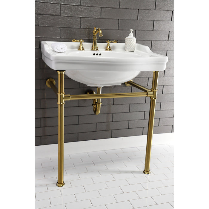 Kingston Tulare VPB33087 - Fauceture Stainless Steel Console Sink Legs, Brushed Brass
