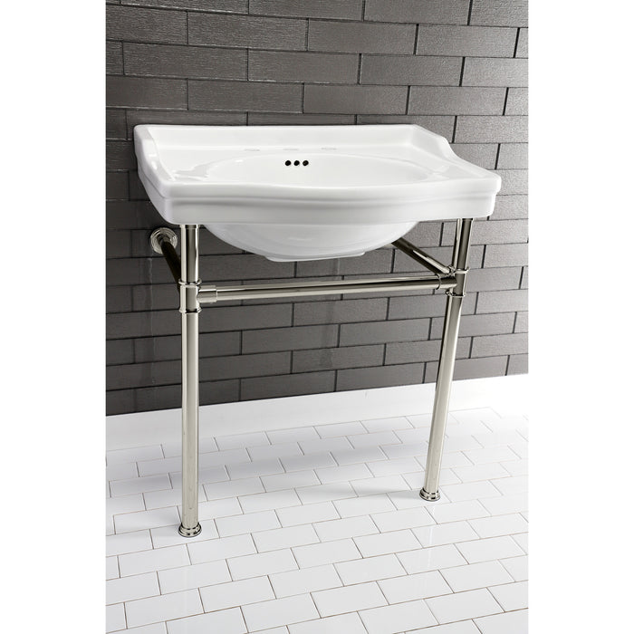 Kingston Victorian VPB3308B 30-Inch Ceramic Console Sink (8-Inch, 3-Hole), White