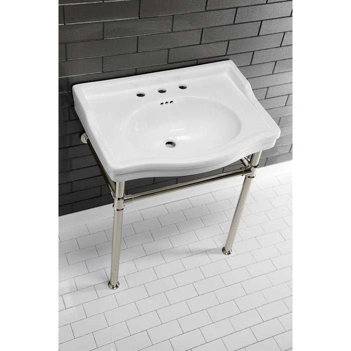 Kingston Victorian VPB3308B 30-Inch Ceramic Console Sink (8-Inch, 3-Hole), White