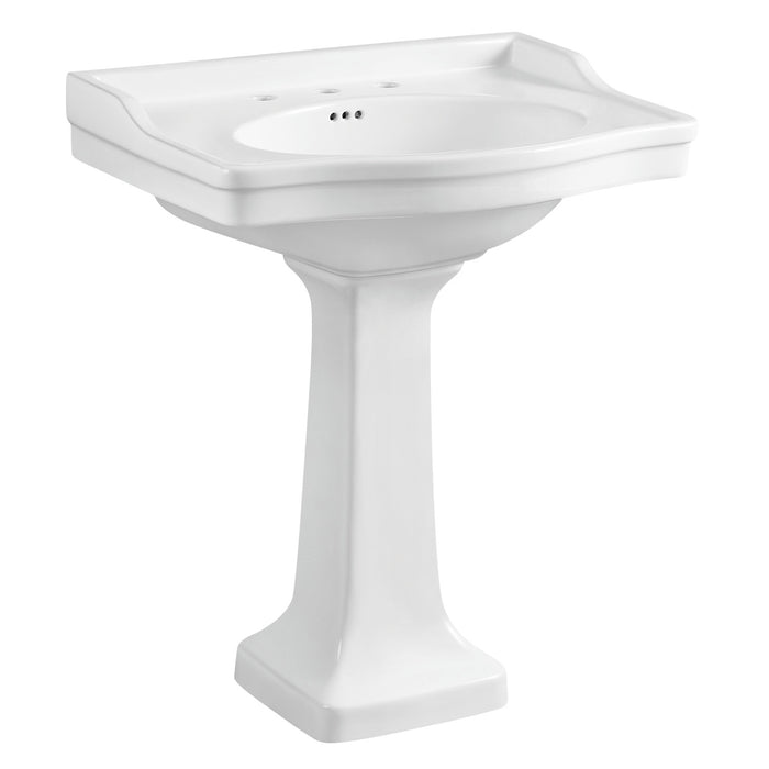 Kingston Heirloom VPB3308 - Imperial 29-15/16 Inch Wall Mount Pedestal Sink (8-Inch, 3-Hole), White