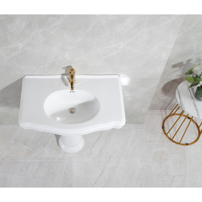 Kingston Heirloom VPB3510 - Sovereign 35-Inch Ceramic Pedestal Sink (Single Hole), Glossy White