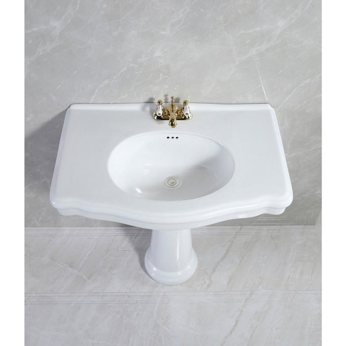 Sovereign VPB3534 35-Inch Ceramic Pedestal Sink (4-Inch, 3-Hole), Glossy White