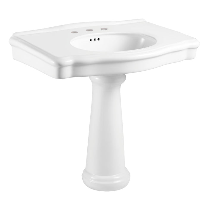Kingston Heirloom VPB3538 - Sovereign 35-Inch Ceramic Pedestal Sink (8-Inch, 3-Hole), Glossy White