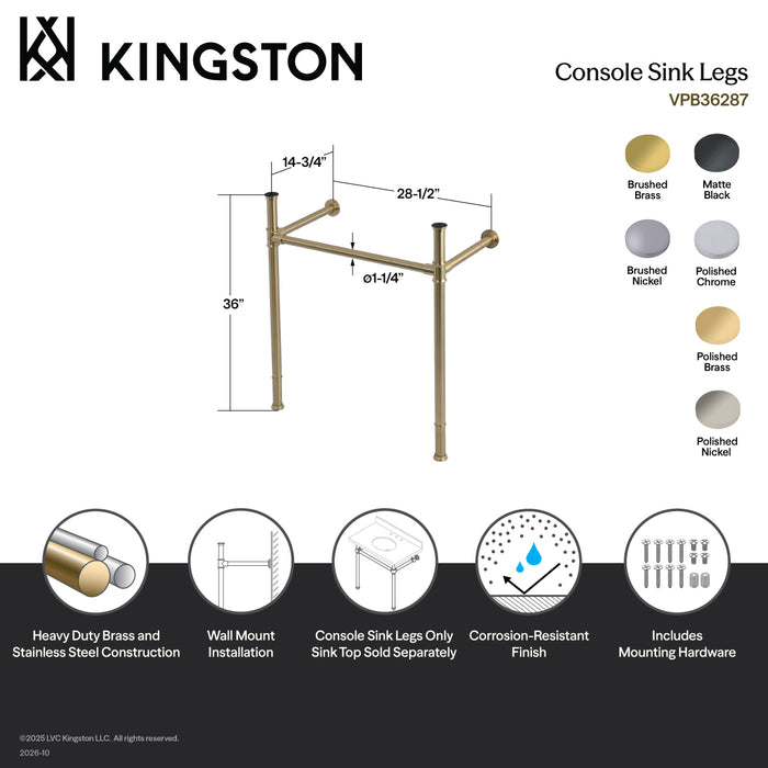Kingston Tulare VPB36281 - Fauceture Stainless Steel Console Sink Legs, Polished Chrome