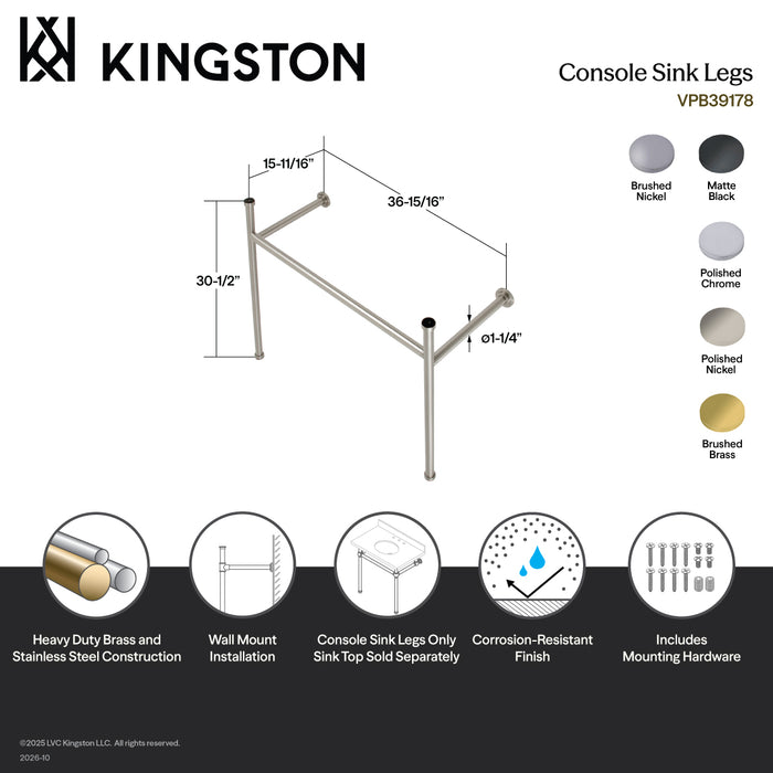 Kingston Sona VPB39177 - Hartford Stainless Steel Console Sink Legs, Brushed Brass