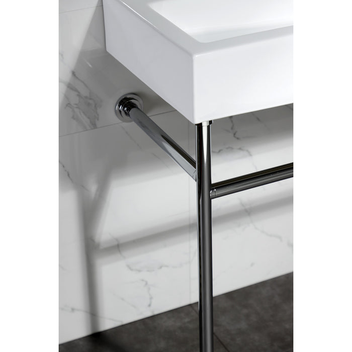 Kingston Sona VPB3917W1ST - New Haven 39-Inch Porcelain Console Sink with Stainless Steel Legs (8-Inch, 3-Hole), White/Polished Chrome