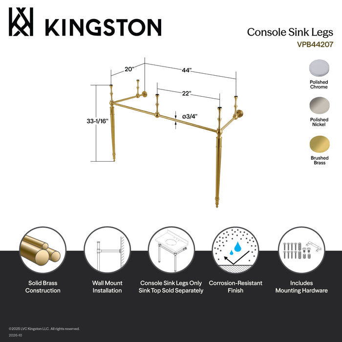 Kingston Fauceture VPB44201 Brass Console Sink Legs, Polished Chrome