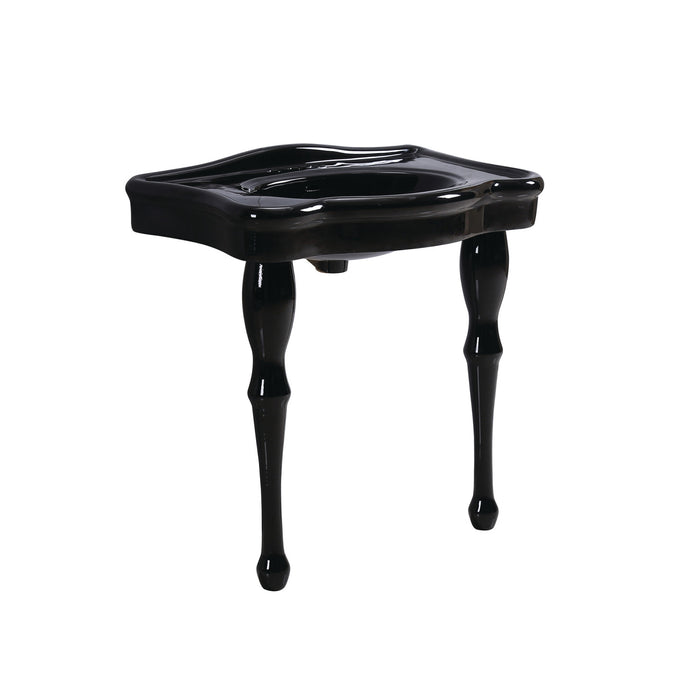 Kingston Heirloom VPB5324K - Imperial 32-Inch Ceramic Console Sink with Ceramic Legs (4-Inch, 3-Hole), Black