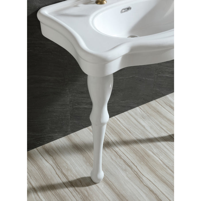 Kingston Heirloom VPB5328 - Imperial 32-Inch Ceramic Console Sink with Ceramic Legs (8-Inch, 3-Hole), White