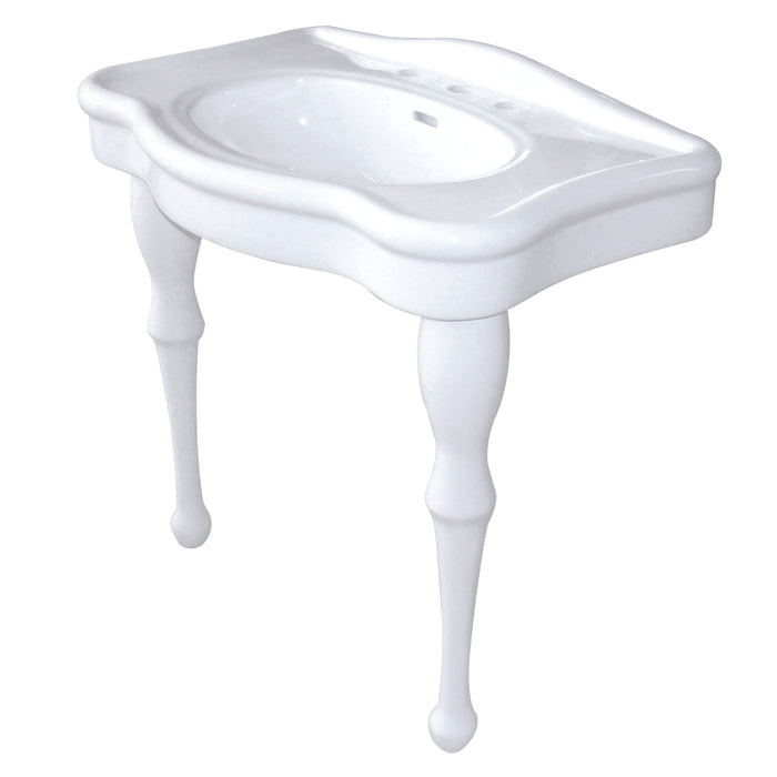 Kingston Heirloom VPB5328 - Imperial 32-Inch Ceramic Console Sink with Ceramic Legs (8-Inch, 3-Hole), White
