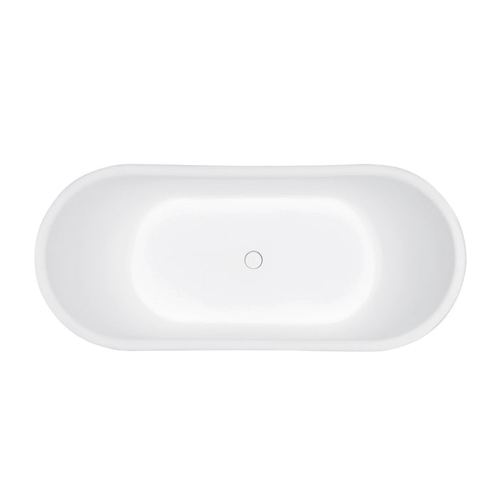 Kingston Heirloom VRTDS673026 - Arcticstone 67-Inch Solid Surface Oval Double Slipper Pedestal Tub with Drain (No Faucet Drillings), Glossy White/Matte White