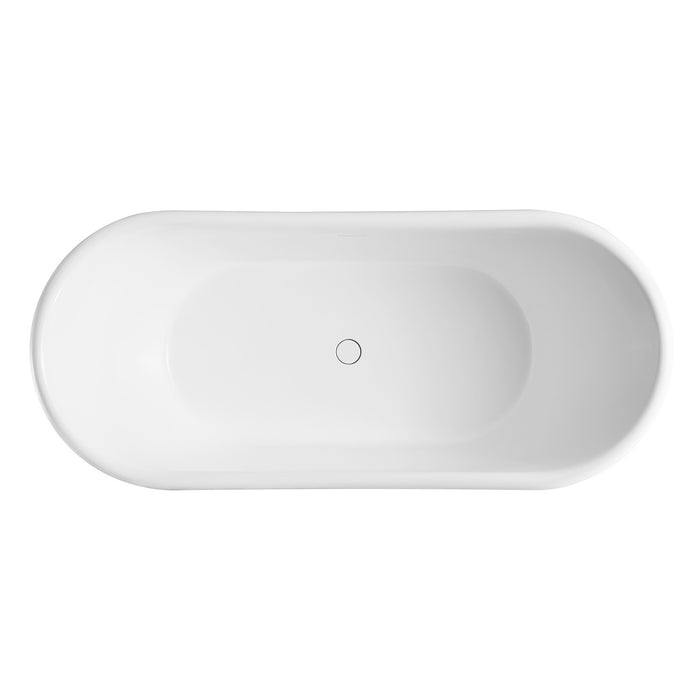 Kingston Heirloom VRTDS683027WG - Arcticstone 68-Inch Solid Surface Oval Double Slipper Pedestal Tub with Drain (No Faucet Drillings), Matte Gray/Glossy White