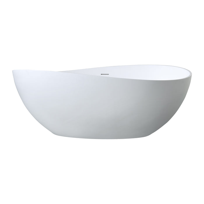 Kingston Sona VRTOV633724 - Arcticstone 63-Inch Solid Surface Oval Double Slipper Freestanding Tub with Drain, Matte White