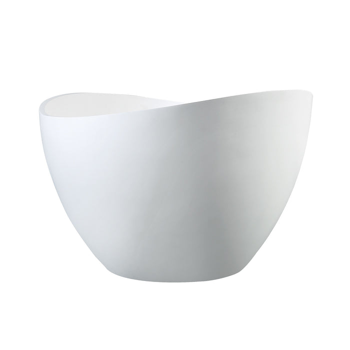 Kingston Sona VRTOV633724 - Arcticstone 63-Inch Solid Surface Oval Double Slipper Freestanding Tub with Drain, Matte White