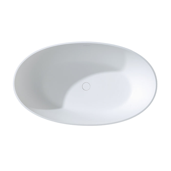 Kingston Sona VRTOV633724 - Arcticstone 63-Inch Solid Surface Oval Double Slipper Freestanding Tub with Drain, Matte White