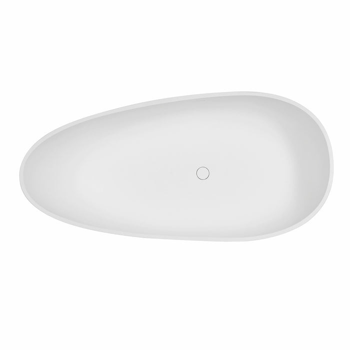 Kingston Sona VRTOV683321WG - Arcticstone 67-Inch Solid Surface Egg Shaped Double Ended Freestanding Tub with Drain, Glossy White/Matte Gray