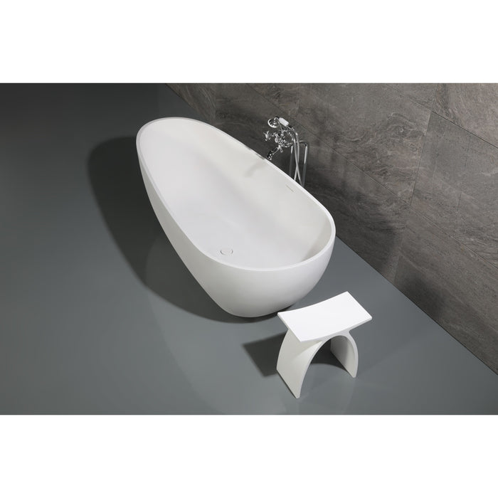 Kingston Sona VRTOV713422 - Arcticstone 72-Inch Solid Surface Egg Shaped Double Ended Freestanding Tub with Drain, Glossy White/Matte White