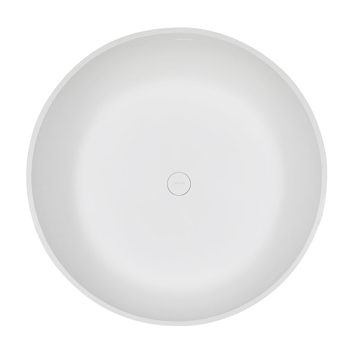 Kingston Sona VRTRO454523 - Arcticstone 45-Inch Solid Surface Round Double Ended Freestanding Tub with Drain, Matte White