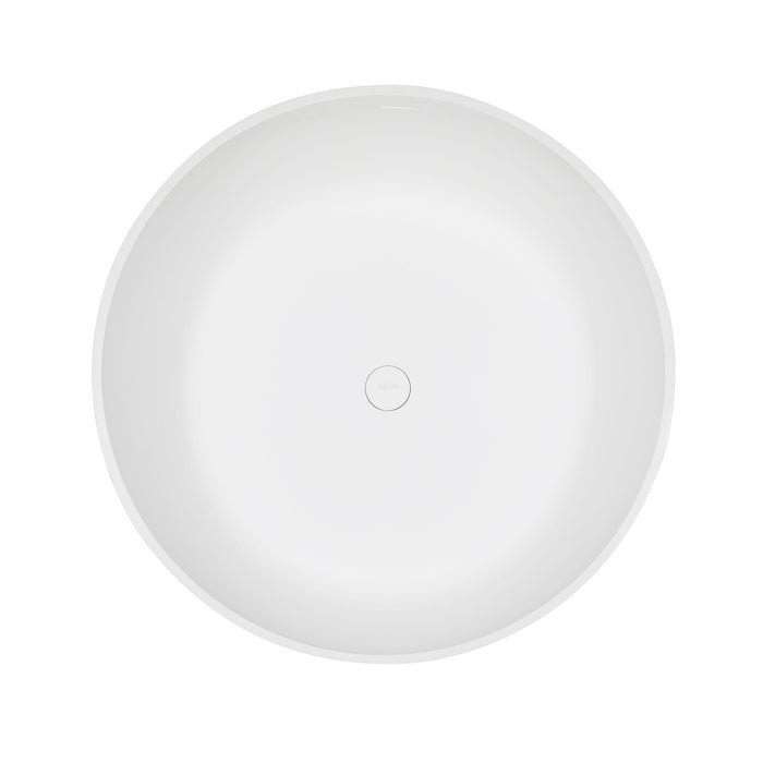 Kingston Sona VRTRO454523 - Arcticstone 45-Inch Solid Surface Round Double Ended Freestanding Tub with Drain, Matte White