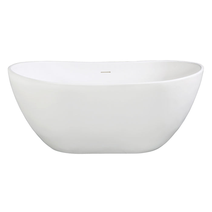 Arcticstone VRTRS573224 57-Inch Solid Surface Oval Double Slipper Freestanding Tub with Drain, Matte White